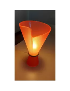 Pastel red table lamp with matt nickel ring e14 s73